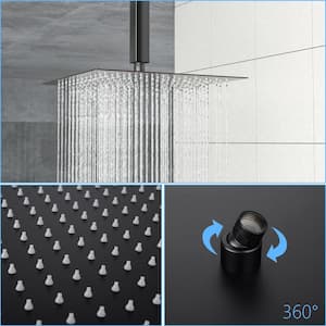 Lotus 3-Spray Patterns 16 in. Ceiling Mount Dual Shower Heads with High Pressure in Oil Rubbed Bronze (Valve Included)