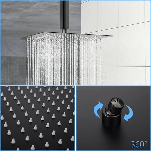 Lotus 3-Spray Patterns 16 in. Ceiling Mount Dual Shower Heads with High Pressure in Oil Rubbed Bronze (Valve Included)