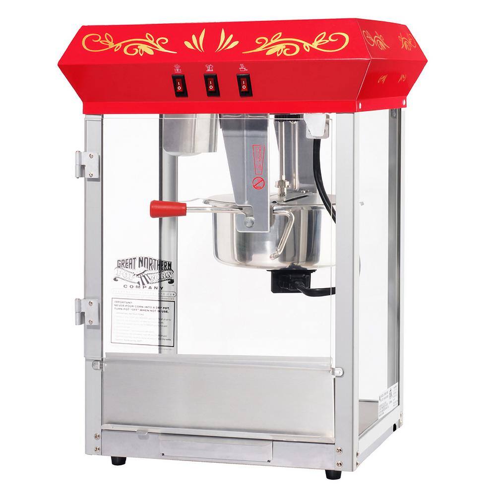 Vintage Red Stainless Steel Countertop Popcorn Machine
