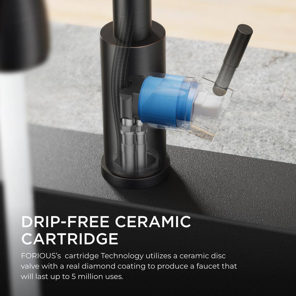 Oil Rubbed Bronze Pull Down Kitchen Faucet with Spray