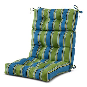 22 in. x 44 in. Outdoor High Back Dining Chair Cushion in Cayman Stripe