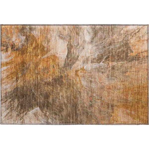 Mayfield Premium Machine Washable Indoor/Outdoor Geometric AMF641 Paprika 1 ft. 8 in. x 2 ft. 6 in. Area Rug