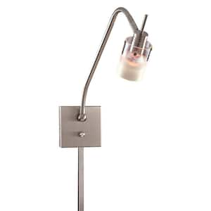 Pierce 1-Light Brushed Nickel Task Wall Sconce with Clear and Acid Etched Glass