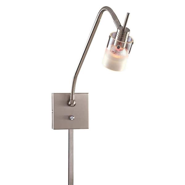 George Kovacs Pierce 1-Light Brushed Nickel Task Wall Sconce with Clear and Acid Etched Glass