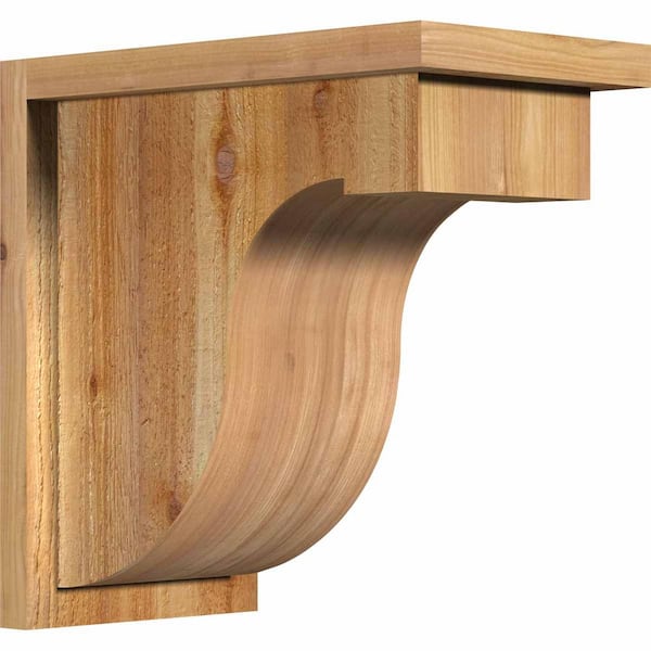 Ekena Millwork 8 in. x 14 in. x 14 in. Western Red Cedar Del Monte Rough Sawn Corbel with Backplate