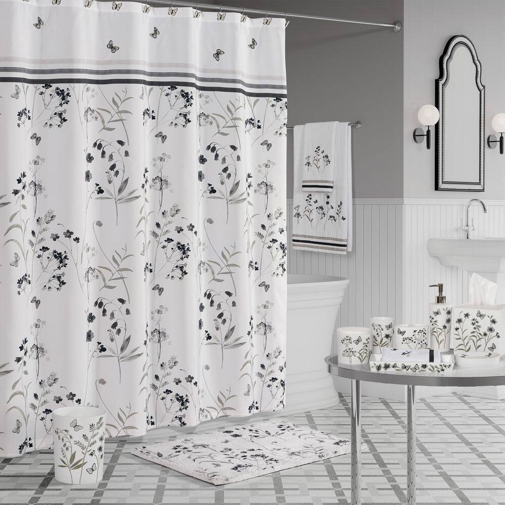 Bridget Grey Floral Fabric Tub Curtain