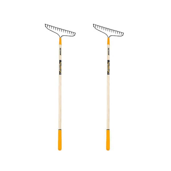 3 in. 16-Tine Welded Bow Rake with Cushion End Grip on Hardwood Handle (2 Pack)