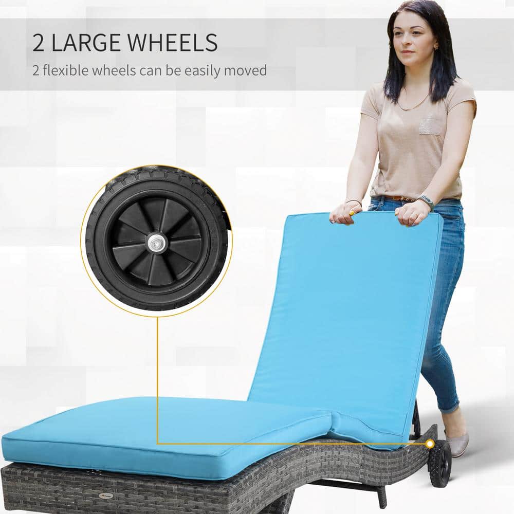 Sky Blue S-Curve Outdoor Chaise Lounge with Cushioned Comfort and Adjustable Backrest