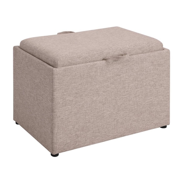 Convenience Concepts Designs4Comfort Tan Fabric Accent Storage Ottoman with Reversible Tray