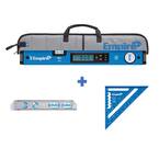 24 in. Magnetic Digital Box Level with Case and Magnetic Torpedo Level and Rafter Square in True Blue