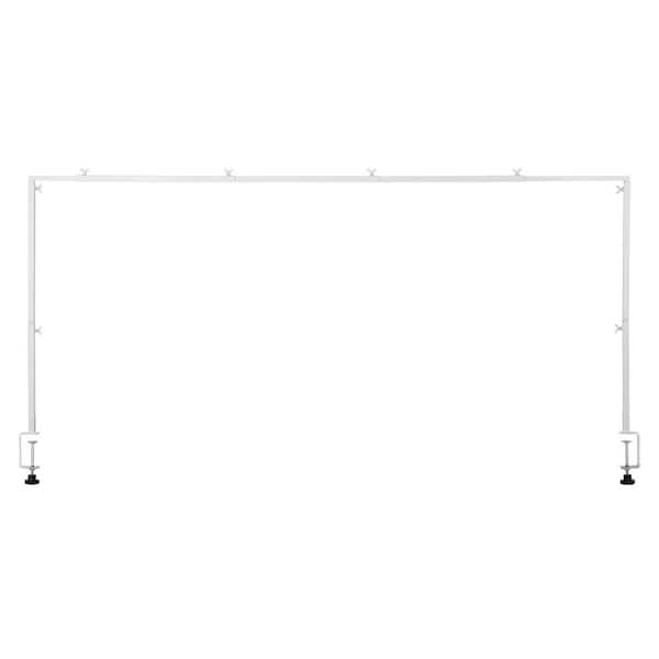 SKYSHALO 13-42 in. Tall Over The Table Rod Stand with Clamps 28-98 in. Adjustable Metal Arch for Party Decorations White