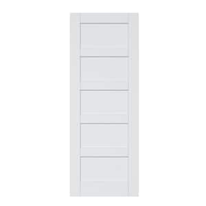 30 in. x 80 in. 5-Lite Paneled Blank Solid Core Composite Manufacture Wood White Primed Interior Door Slab