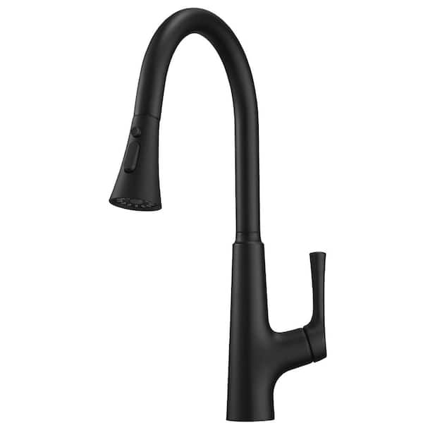 Boyel Living Single-Handle Touchless Pull-Out Sprayer Kitchen Faucet with Water Supply Lines in Matte Black