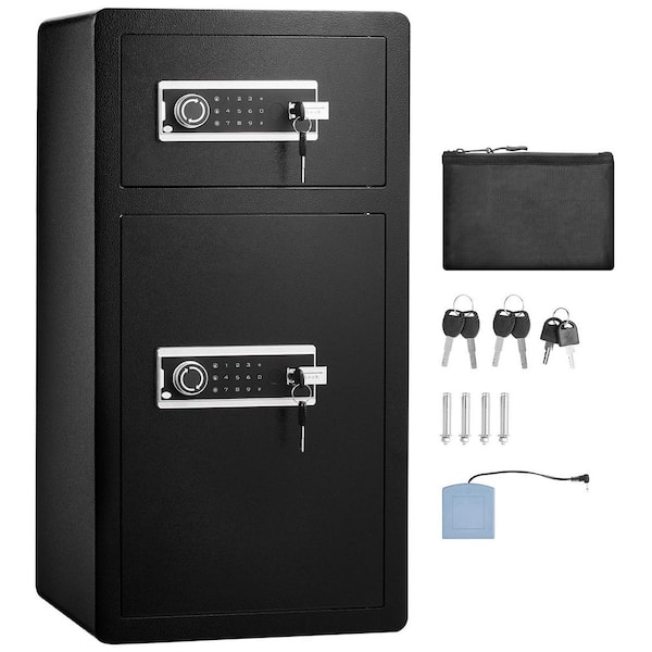 Double Doors 5.5 cu. ft. Safe Box with Key Lock & Password, Safe Lock Box with Fireproof Bag, Key Rack, LED Light