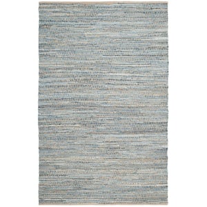 Cape Cod Natural/Blue 5 ft. x 8 ft. Gradient Striped Area Rug