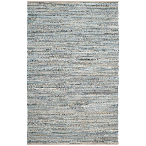 SAFAVIEH Cape Cod Natural/Blue 6 ft. x 9 ft. Gradient Striped Area Rug