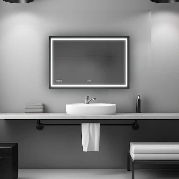 Daytona 48.00 in. W x 36.00 in. H Frameless Rectangular LED Light Bathroom Vanity Mirror in Clear