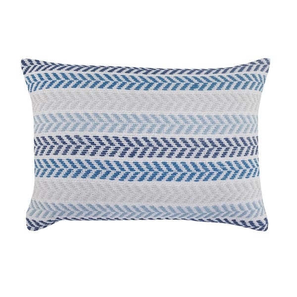 Unbranded Adina Beach House Blue / Cream Chevron Soft Poly-fill 16 in. x 24 in. Throw Pillow