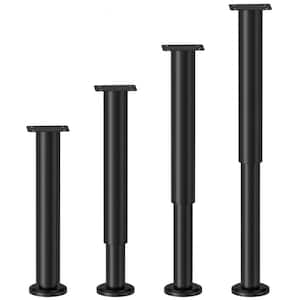4-Piece Black Metal Bed Replacement Legs with Adjustable Height from 10 in. to 17 in. for Bed Sofa and Table