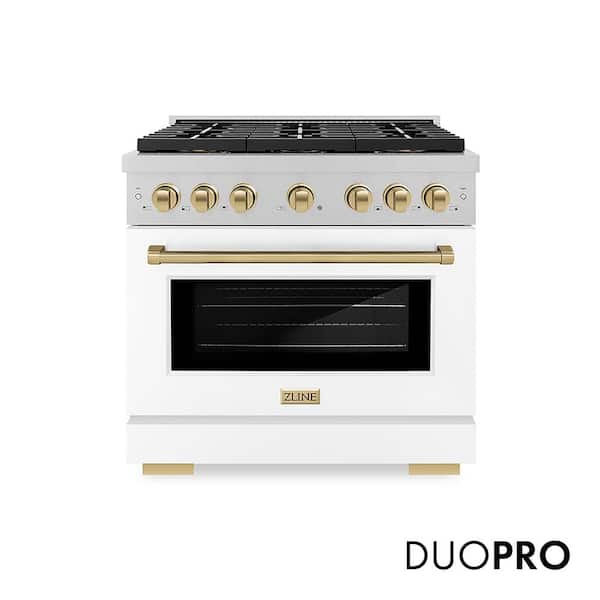 Autograph 36 in. 5.2 cu. ft. Paramount Gas Range with 6-Burner Cooktop and Gas Oven in Satin, White Matte, and Champagne