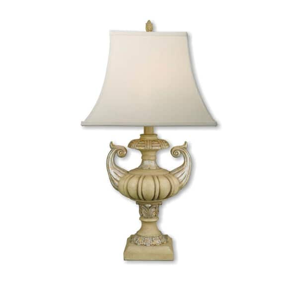 ORE International 32 in. Poly Resin Ivory and GoldTable Lamp