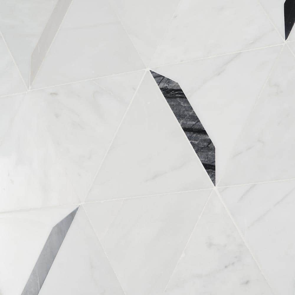 Santana Polished Gray Marble 12" x 20" Modern Mosaic Tile