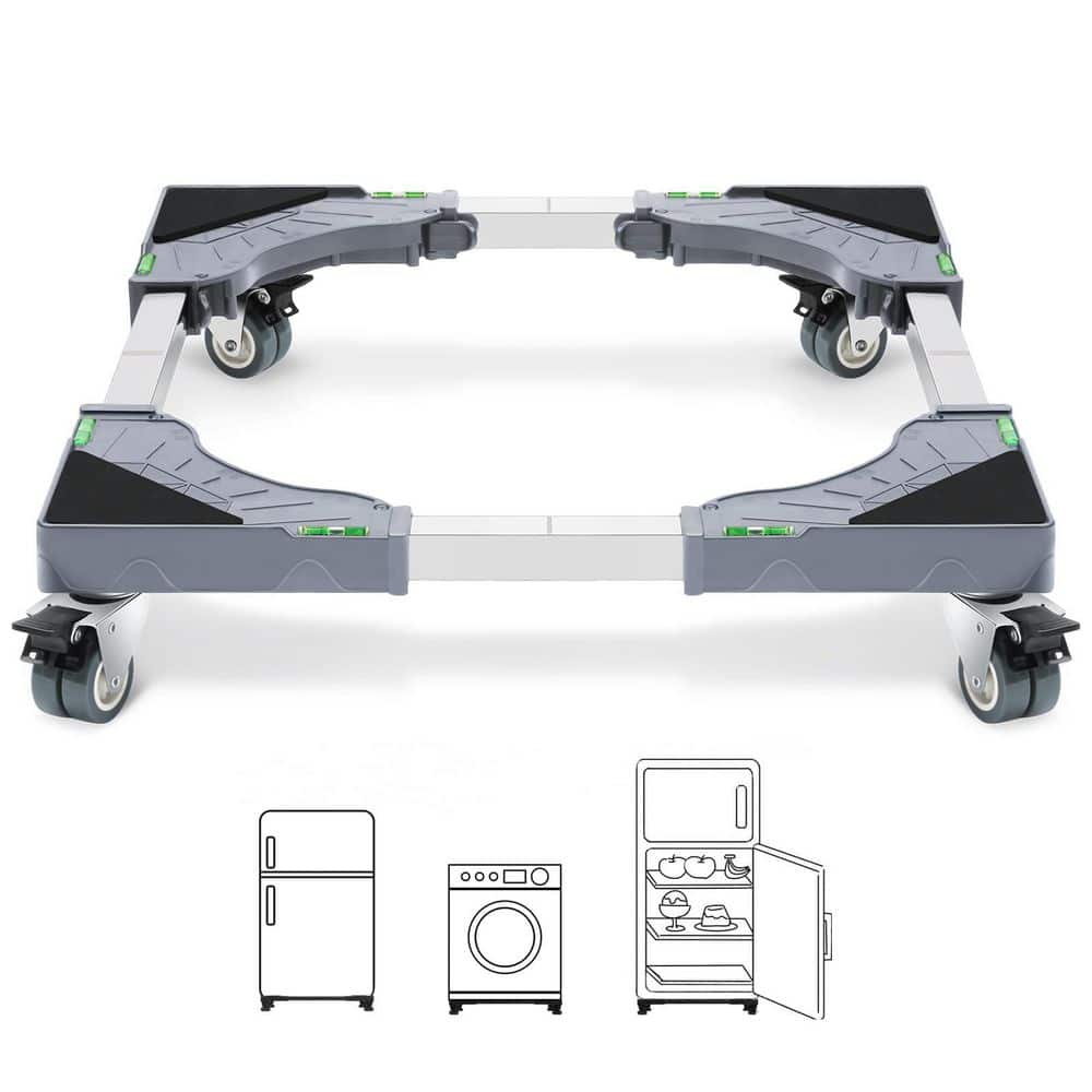 400 lb. Gray Adjustable Furniture Dolly with 4 Dual-Locking Wheels, Mini Fr