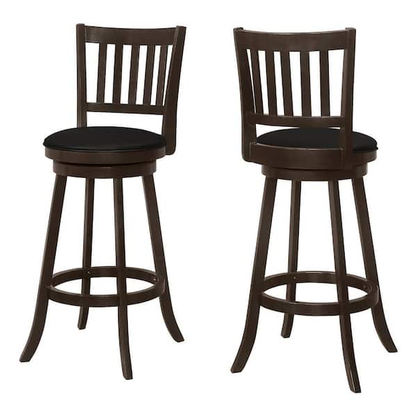 HomeRoots 29 in. Espresso High Back Wood Counter Height Bar Chair with Faux leather Seat Set of 2