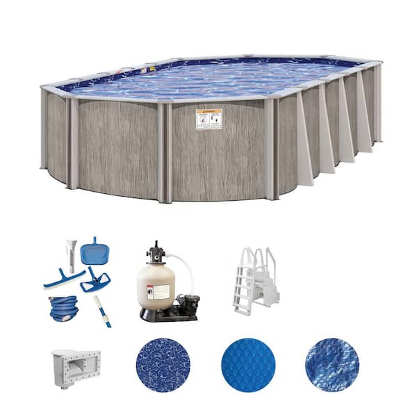 Aspen Wood 16 ft. x 32 ft. Oval 54 in. Deep Above Ground Deluxe Hard Sided Pool Package