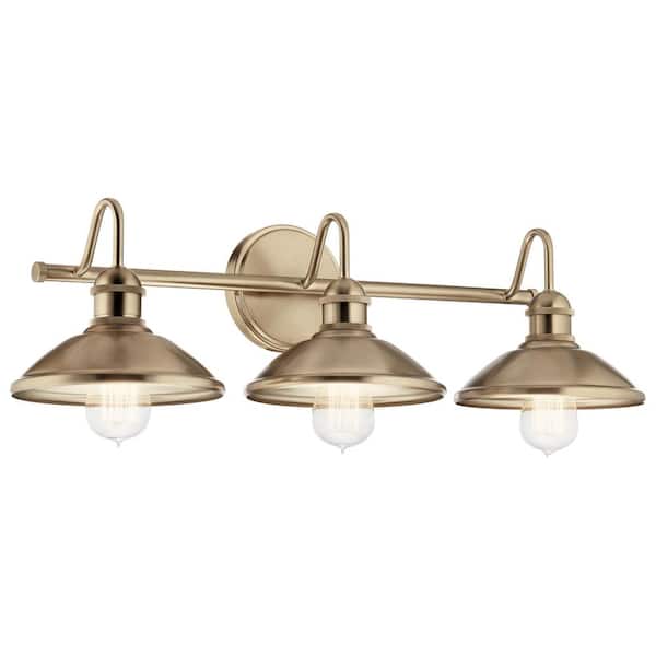 Clyde 26.5 in. 3-Light Champagne Bronze Vintage Bathroom Vanity Light