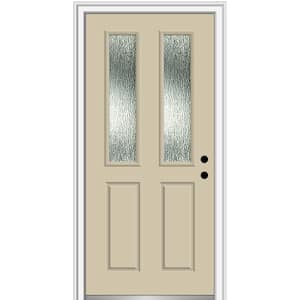 36 in. x 80 in. Left-Hand/Inswing Rain Glass Wicker Fiberglass Prehung Front Door on 4-9/16 in. Frame