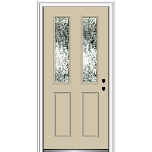 MMI DOOR 36 in. x 80 in. Left-Hand/Inswing Rain Glass Wicker Fiberglass Prehung Front Door on 4-9/16 in. Frame
