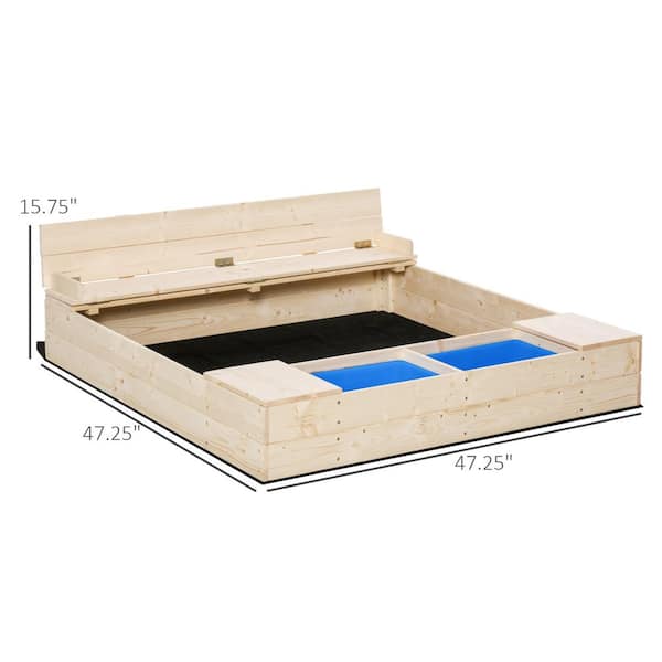 GOGEXX 47 in. L x 47 in. W x 16 in. H Kids Wooden Sandbox Foldable