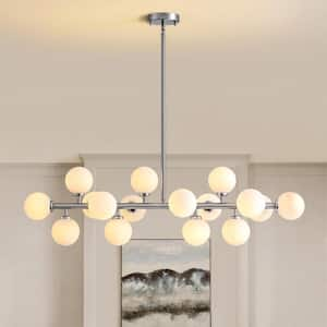 27.56 in. 12-Light Black Bubble Modern Chandelier for Kitchen Island