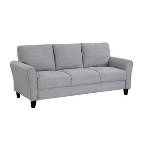 Benjara 34.25 In. Straight Arm Polyester Rectangle Metal Legs Sofa In ...