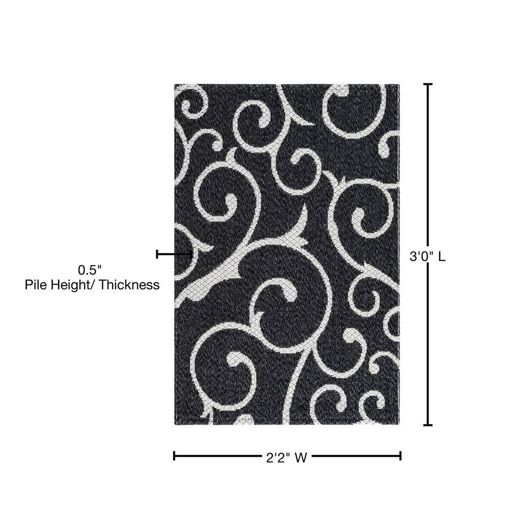 Decatur Courtyard Black Cotton Flatweave 2'x3' Indoor Rug