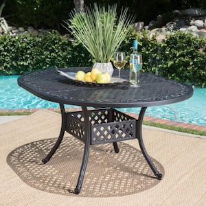 Black Oval Aluminum Expandable Outdoor Patio Dining Table