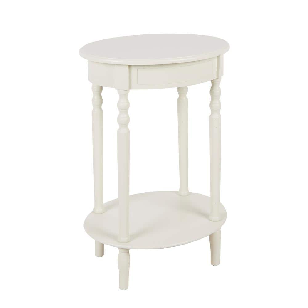 Decor Therapy Simplify Antique White Oval End Table FR1473 - The Home Depot