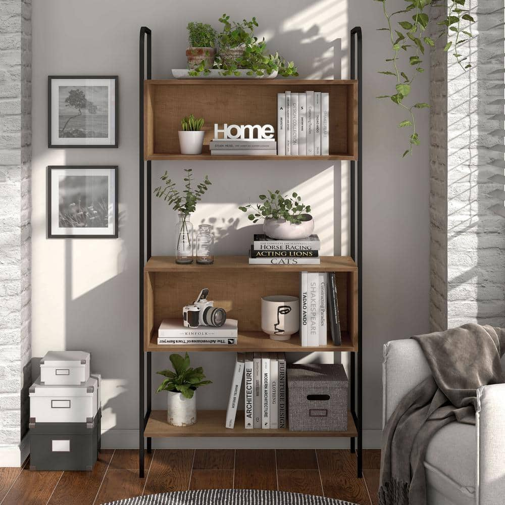 Unique oak wall shelf with tree edge and bracket / bookcase / wall shelf fashion / living oak