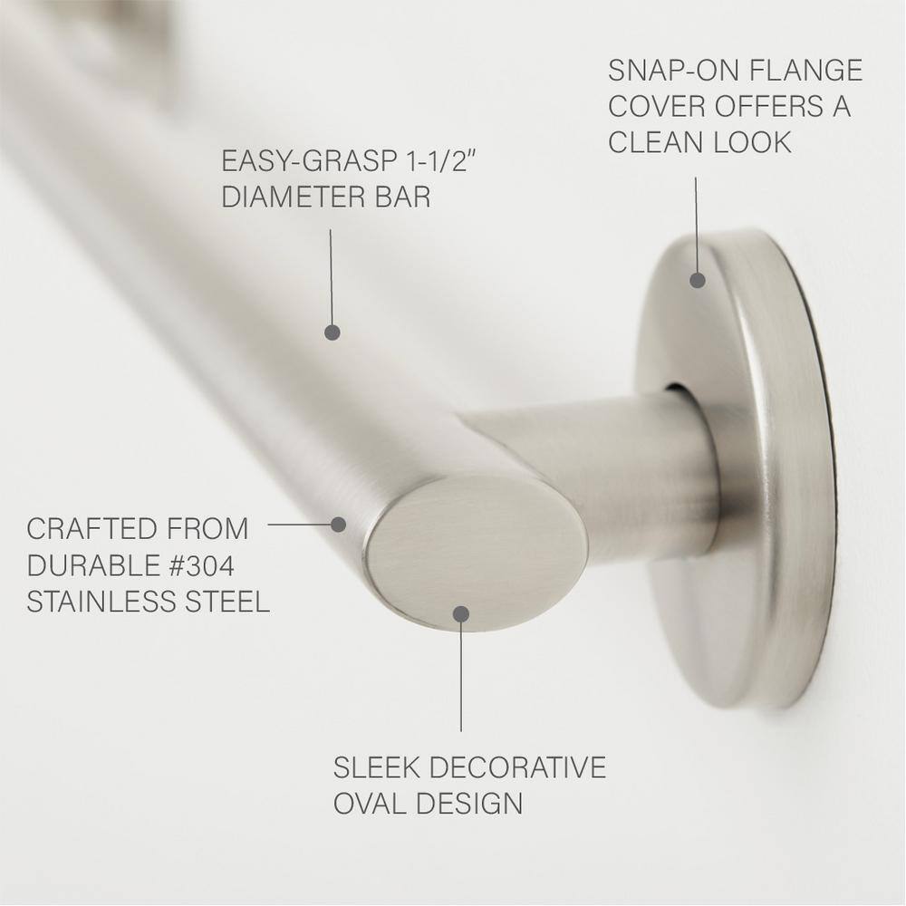 12" Satin Stainless Steel Wall Mounted Bathroom Grab Bar