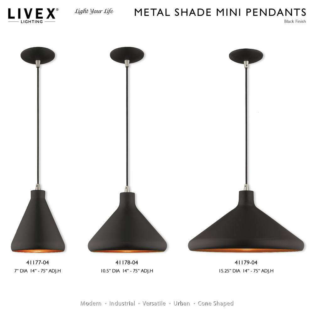 Black and Gold Aluminum Mini Pendant Light