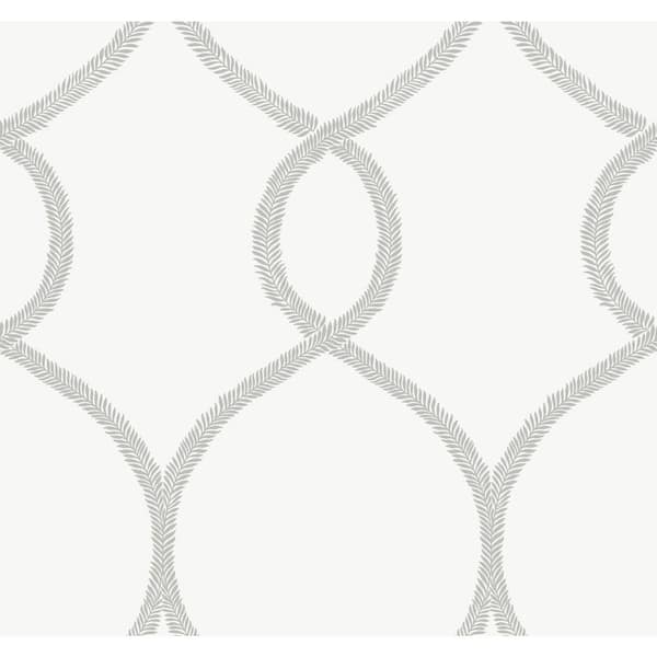 York Wallcoverings Ronald Redding Grey Laurel Leaf Ogee Paper Unpasted Matte Wallpaper (27 in. x 27 ft.)