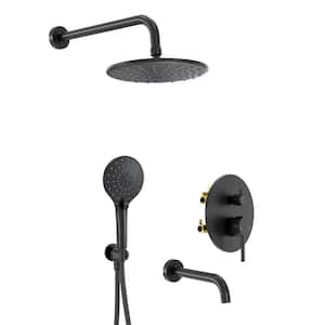 3-Spray Single-Handle Wall Mount 9 in. Dual Shower Head Fixed and Handheld Shower Head in Matte Black 1.8 GPM