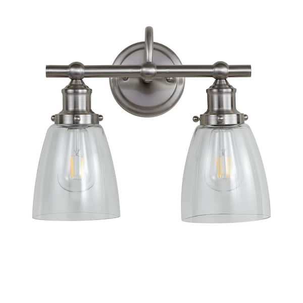 Layton 2-Light Brush Nickel/Clear Indoor Sconce