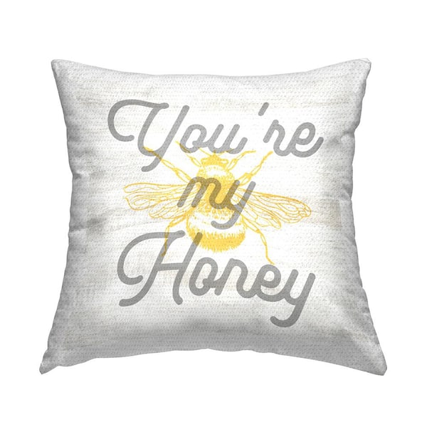 Stupell Industries You're My Honey Bumblebee Grey Square Outdoor Throw Pillow