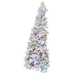 7.5 ft. Flocked Half Artificial Christmas Tree with Lights