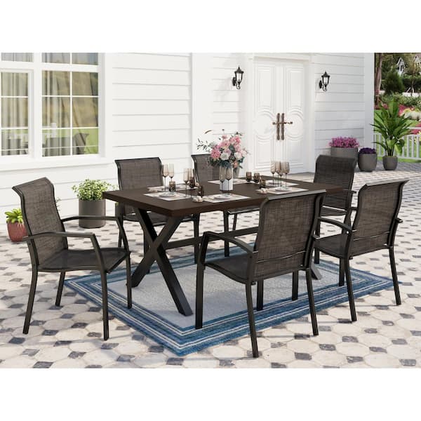 aluminum wood look outdoor dining table