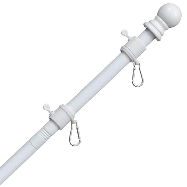 Heavy Duty 1 in. Adjustable Stainless Steel Flag Pole Holder Kit Weatherproof Outdoor Tangle Free White