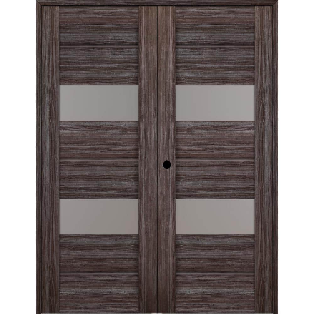 Brown and Gray Oak 48" Prehung Interior Door with Frosted Glass