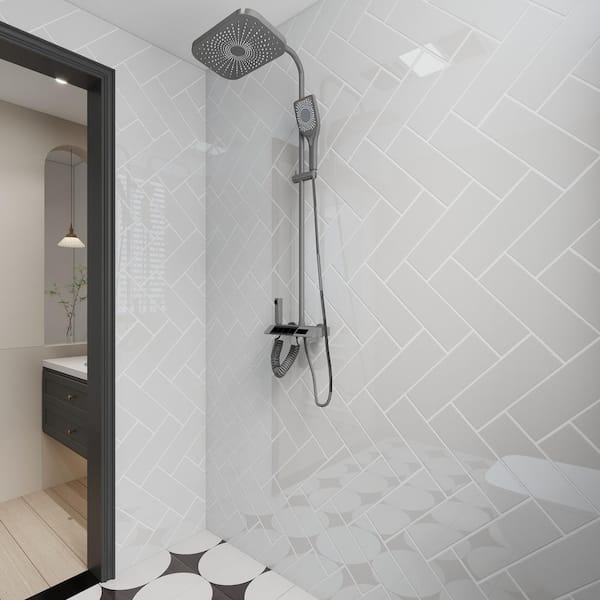Light Gray 4 in. x 12 in. x 8mm Glass Subway Tile (5 sq. ft./Case)